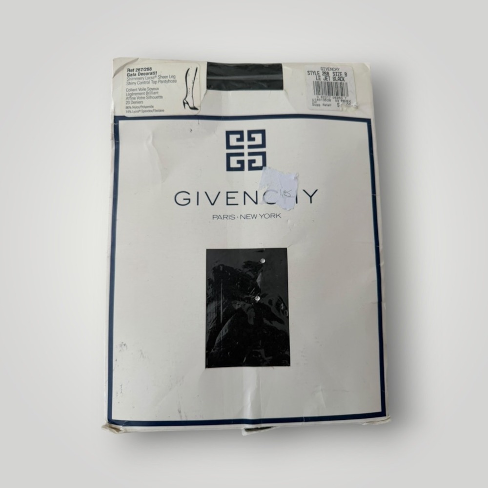Givenchy Gala Decoratif Pantyhose B Black Shimmery Sheer Control Top Vintage 90s